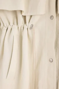 TRENDYOLMİLLA Beige High Neck Elastic Waist Mono Closure Oversized LONG Plus Size Trench Coat - Image 12