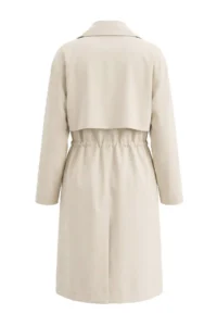 TRENDYOLMİLLA Beige High Neck Elastic Waist Mono Closure Oversized LONG Plus Size Trench Coat - Image 13