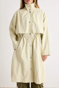 TRENDYOLMİLLA Beige High Neck Elastic Waist Mono Closure Oversized LONG Plus Size Trench Coat - Image 9