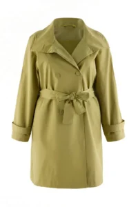 TRENDYOLMİLLA Khaki High Neck Cotton Oversized Plus Size Trench Coat - Image 6