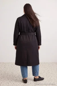 TRENDYOLMİLLA Black tied up Double breasted Kapama Plus Size LONG Trench Coat - Image 5