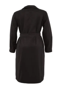 TRENDYOLMİLLA Black tied up Double breasted Kapama Plus Size LONG Trench Coat - Image 8