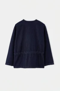 TRENDYOLMİLLA DARK BLUE Crew Neck Beli Shirred DENIM Jacket - Image 6