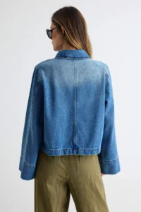 TRENDYOLMİLLA BLUE Shirt Collar Wide Sleeve Regular DENIM Jacket - Image 4