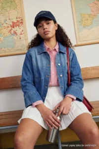 TRENDYOLMİLLA BLUE Shirt Collar Wide Sleeve Regular DENIM Jacket - Image 6