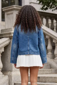 TRENDYOLMİLLA BLUE Shirt Collar Wide Sleeve Regular DENIM Jacket - Image 9