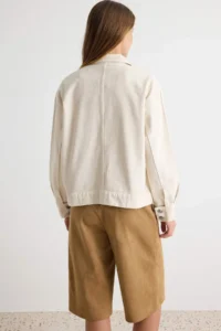 TRENDYOLMİLLA Ecru High Neck Oversized DENIM Jacket - Image 5