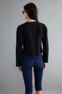 TRENDYOLMİLLA Black Fancy Button Detailed DENIM Jacket - Image 6