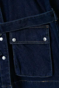 TRENDYOLMİLLA Wardrobe Essentials DARK BLUE Belt Detailed High Neck DENIM Jacket - Image 7