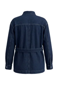TRENDYOLMİLLA Wardrobe Essentials DARK BLUE Belt Detailed High Neck DENIM Jacket - Image 8