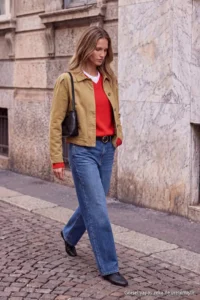 TRENDYOLMİLLA Wardrobe Essentials Tan Balloon Sleeve Regular DENIM Jacket