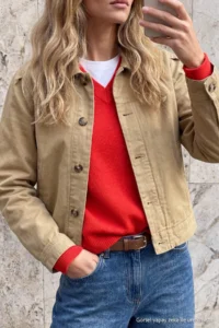 TRENDYOLMİLLA Wardrobe Essentials Tan Balloon Sleeve Regular DENIM Jacket - Image 2
