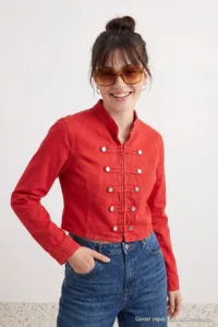 TRENDYOLMİLLA Red buttoned Fit Cut DENIM Jacket