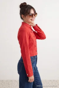 TRENDYOLMİLLA Red buttoned Fit Cut DENIM Jacket - Image 4
