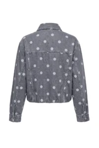 TRENDYOLMİLLA Gray Polka Dot High Neck DENIM Jacket - Image 8