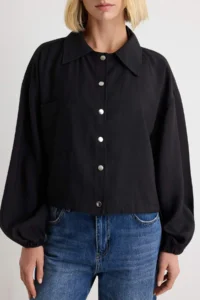 TRENDYOLMİLLA Black snaps Modal Seasonal Shirt Jacket - Image 3
