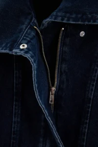TRENDYOLMİLLA Midnight BLUE Collar Detailed Biker DENIM Jacket - Image 8