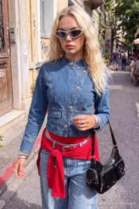 TRENDYOLMİLLA BLUE Double breasted Kapama DENIM Jacket