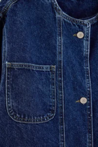 TRENDYOLMİLLA DARK BLUE Crew Neck Oversized DENIM Jacket - Image 2