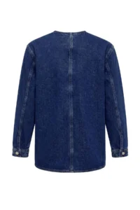 TRENDYOLMİLLA DARK BLUE Crew Neck Oversized DENIM Jacket - Image 3