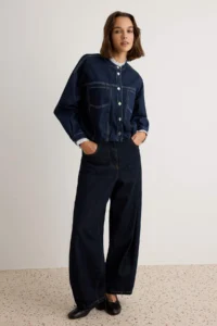 TRENDYOLMİLLA DARK BLUE Collar Detailed Bomber Jacket DENIM Jacket - Image 2