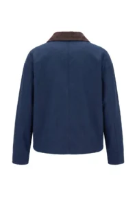 TRENDYOLMİLLA Indigo Velvet Collared Comfortable Pattern Jacket - Image 7