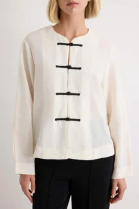 TRENDYOLMİLLA WHITE China Kapama Detailed linen look Shirt Jacket - Image 3
