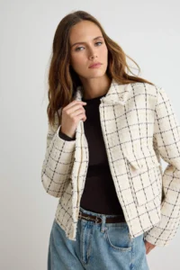 TRENDYOLMİLLA Stone Simli Zippered Tweed Jacket - Image 2