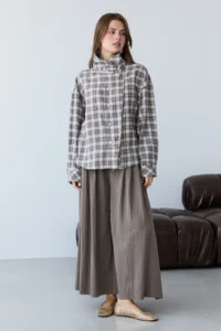 TRENDYOLMİLLA Checkered Snap Button Kapama Oversized Seasonal Jacket - Image 4
