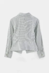 TRENDYOLMİLLA WHITE Striped peplum Detailed Waist Fitting Shirt - Image 3
