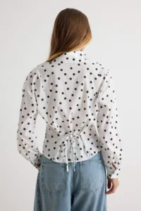 TRENDYOLMİLLA Black WHITE Polka Dot High Neck Shirt - Image 4