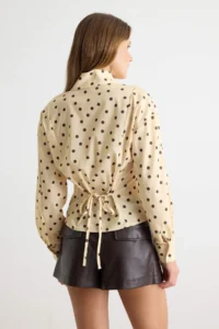 TRENDYOLMİLLA Yellow Brown Polka Dot High Neck Shirt - Image 5