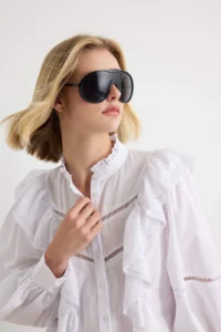 TRENDYOLMİLLA WHITE Frilly Boho Weaving Shirt - Image 2