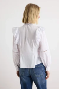 TRENDYOLMİLLA WHITE Frilly Boho Weaving Shirt - Image 5