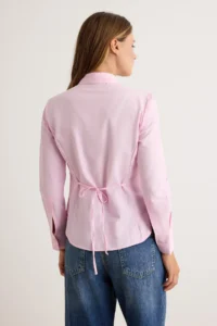 TRENDYOLMİLLA Powder PINK Tie Back Shirt - Image 4