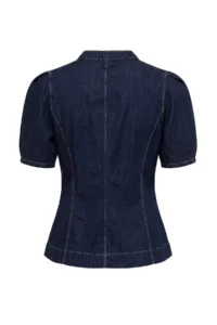 TRENDYOLMİLLA DARK BLUE Balloon Sleeve Button Detailed DENIM Shirt - Image 11