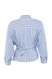 TRENDYOLMİLLA BLUE Striped Cross tied up Shirt - Image 7