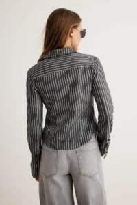 TRENDYOLMİLLA Anthracite Striped Hafif Waist Fitting Shirt - Image 5