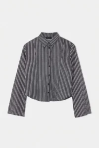 TRENDYOLMİLLA Anthracite Striped Hafif Waist Fitting Shirt - Image 6
