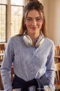 TRENDYOLMİLLA BLUE Striped Hafif Waist Fitting Shirt - Image 2