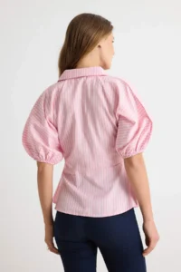 TRENDYOLMİLLA PINK Striped Balloon Sleeve Detailed Shirt - Image 4