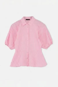 TRENDYOLMİLLA PINK Striped Balloon Sleeve Detailed Shirt - Image 5