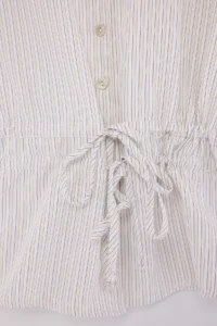 TRENDYOLMİLLA WHITE-Multicolored Striped Belden Shirred Shirt - Image 7