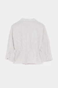 TRENDYOLMİLLA WHITE-Multicolored Striped Belden Shirred Shirt - Image 8
