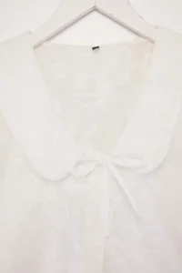 TRENDYOLMİLLA WHITE Embroidered Baglama Detailed Balloon Sleeve Shirt - Image 6
