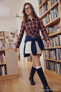 TRENDYOLMİLLA Brown-Multicolored Agraf Detailed Plaid Waist-Fitting Shirt