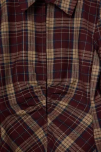TRENDYOLMİLLA Brown-Multicolored Agraf Detailed Plaid Waist-Fitting Shirt - Image 6