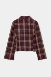 TRENDYOLMİLLA Brown-Multicolored Agraf Detailed Plaid Waist-Fitting Shirt - Image 7