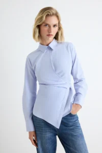 TRENDYOLMİLLA Light BLUE Asymmetric Cut Shirt