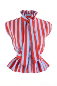 TRENDYOLMİLLA Red BLUE Striped Collar Binding Detailed Shirt - Image 5